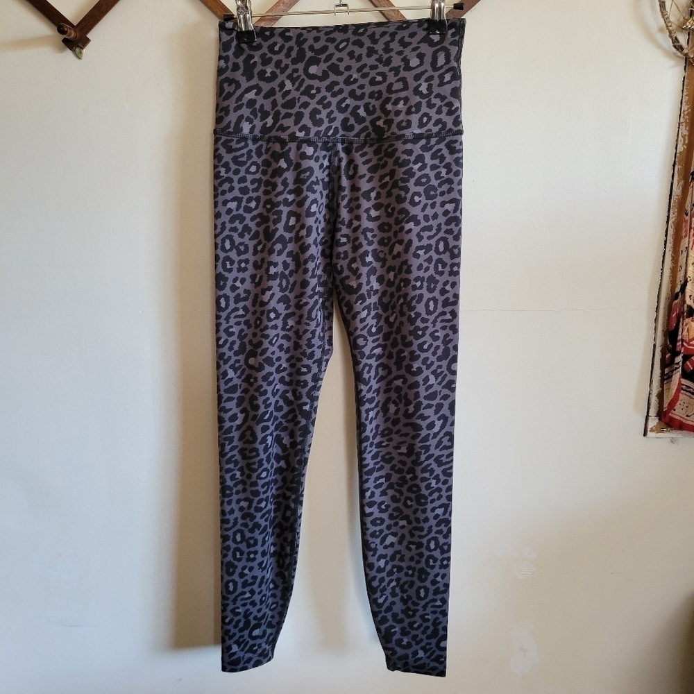 Beyond Yoga Full Length Leggings Black Gray Chettah Print Thick Small S